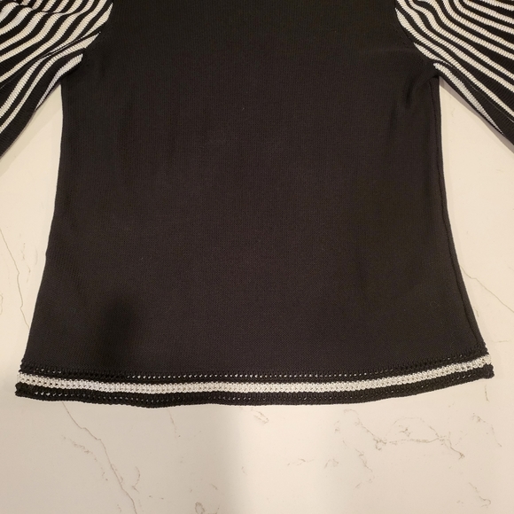 Ann Taylor Bell Sleeve Knit Top - Black & White - Picture 5 of 9